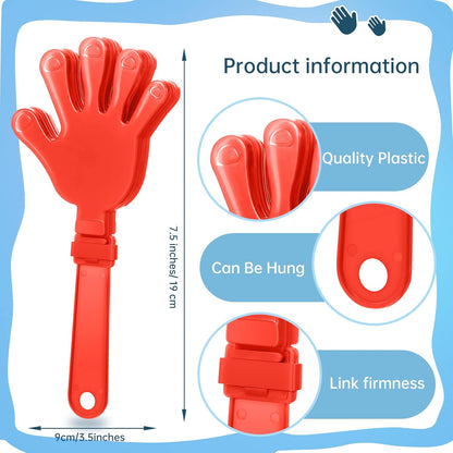 12 Pieces Black Hand Clappers 7.5 Inch Clappers Noisemakers Noise Makers Party Favors Plastic Party Clapper for Sporting Events Cheers Ball Dance Basketball Football Noisemakers（Black）