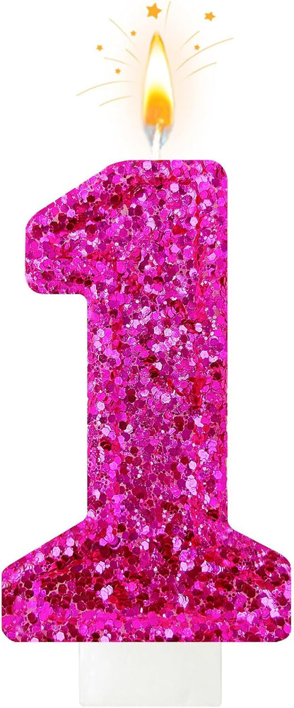 Birthday Number Candles, Glitter Number Candle Cake Decorations with Sequins, Cupcake Decorations for Girls, Women, Party Anniversary Celebrations (Number 6, Purple)