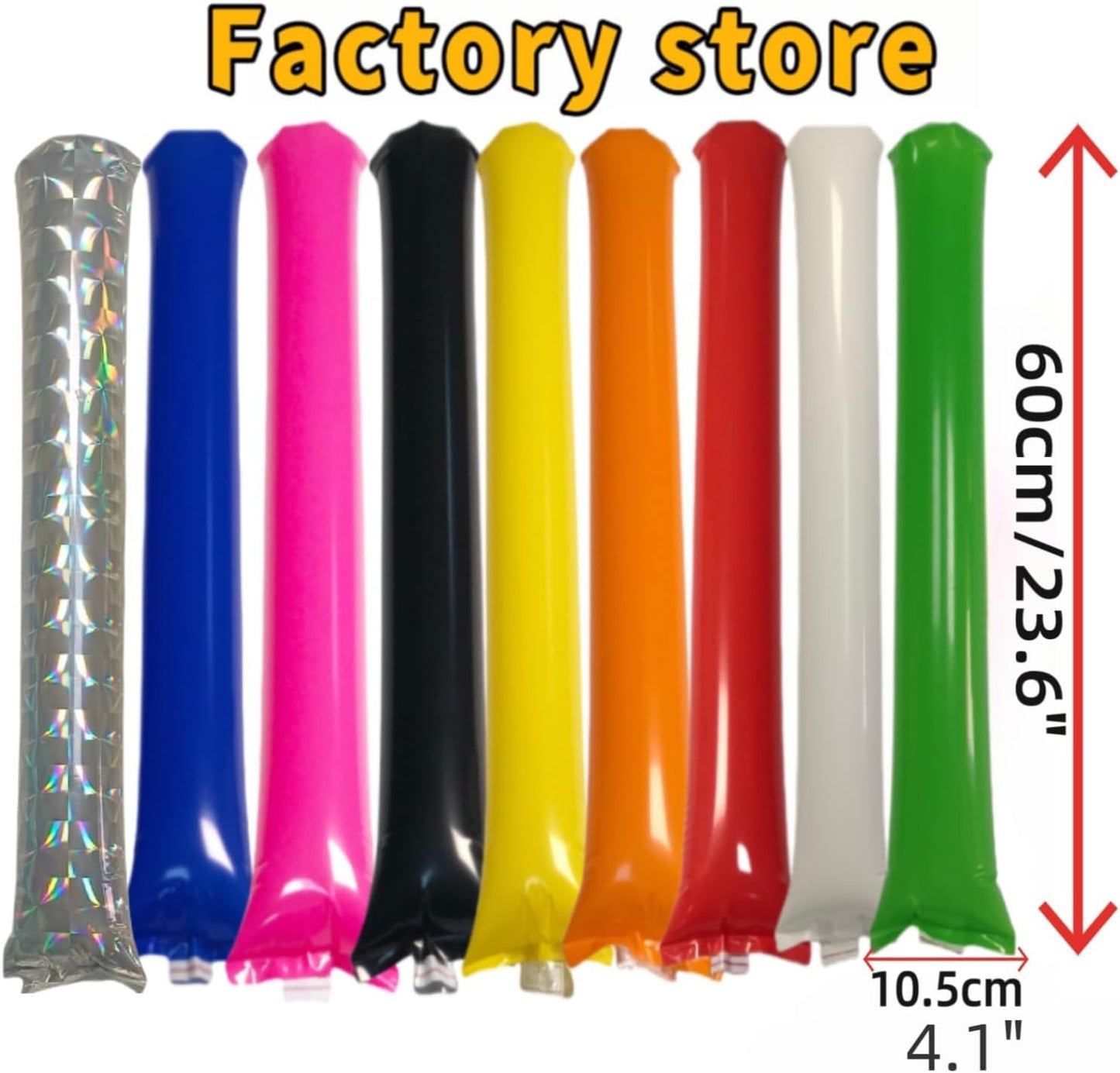 40pcs Round headTeam Spirit Boom Sticks Thunder Sticks Cheering Sticks Team Spirit Plastic Cheerleading Spirit Stick Clapper Inflatable Noise Maker Sports Supply (Glitter color)
