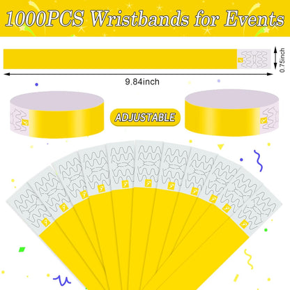 1000 Pcs Paper Wristbands for Events Waterproof Wrist Bands Lightweight Festival Identification Wristbands Neon Adhesive Event Wrist Band for Party