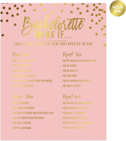 Andaz Press Blush Pink and Metallic Gold Confetti Polka Dots Bachelorette Party Bridal Shower Collection, Scavenger Hunt Game Cards, 20-Pack