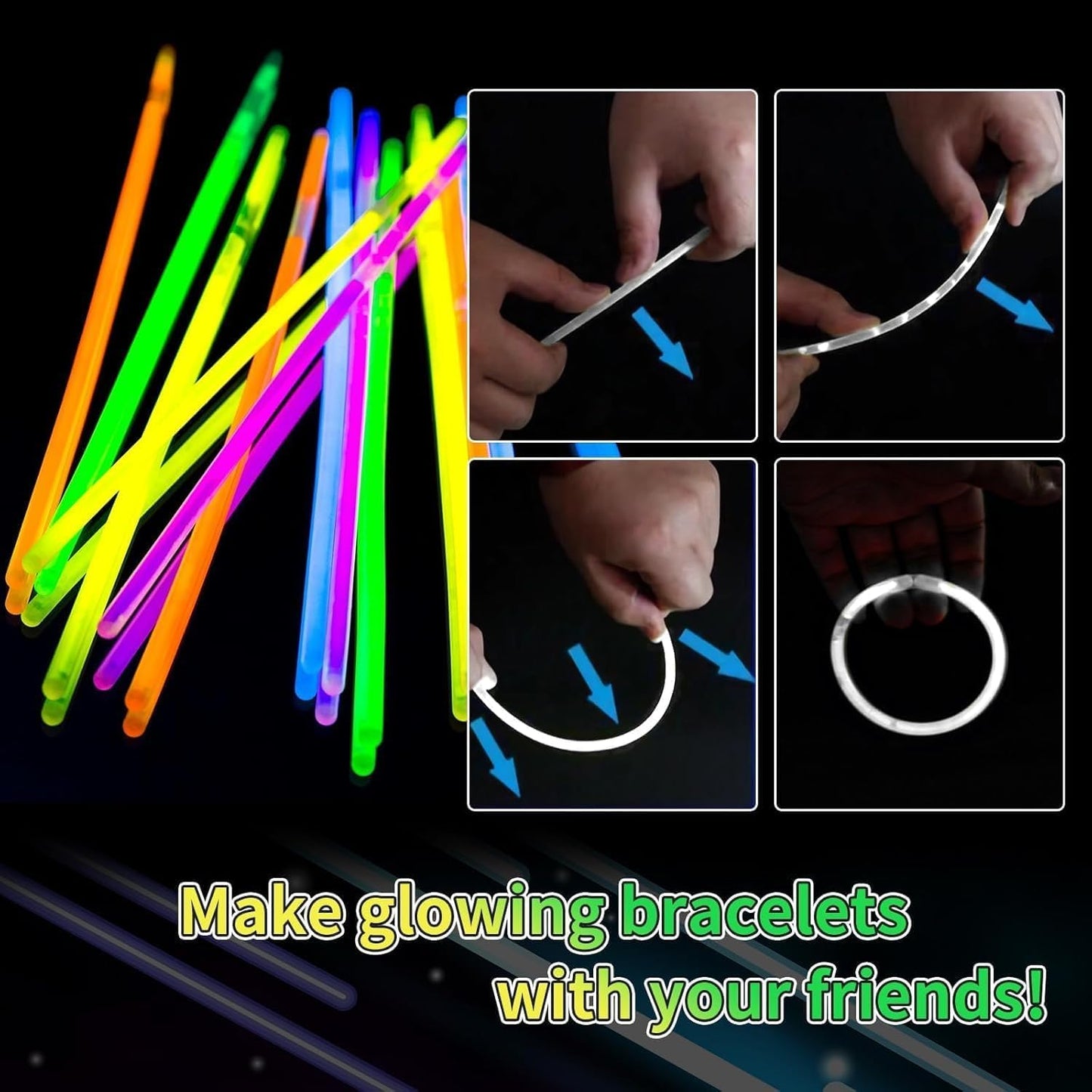 40 Pack 8” Red Glow Sticks Bracelet Necklaces Bulk with 40 Connectors Neon Glow In The Dark Party favors Supplies for Holiday Birthday Party Decoration (Red)
