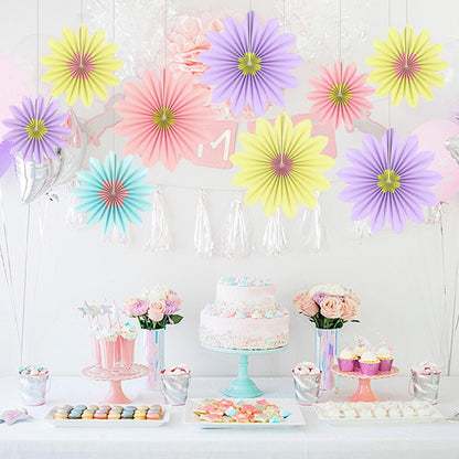 Party Hanging Paper Fans Decoration Set for Wedding Birthday Party Mother's Day Round Events Accessories Set of 8