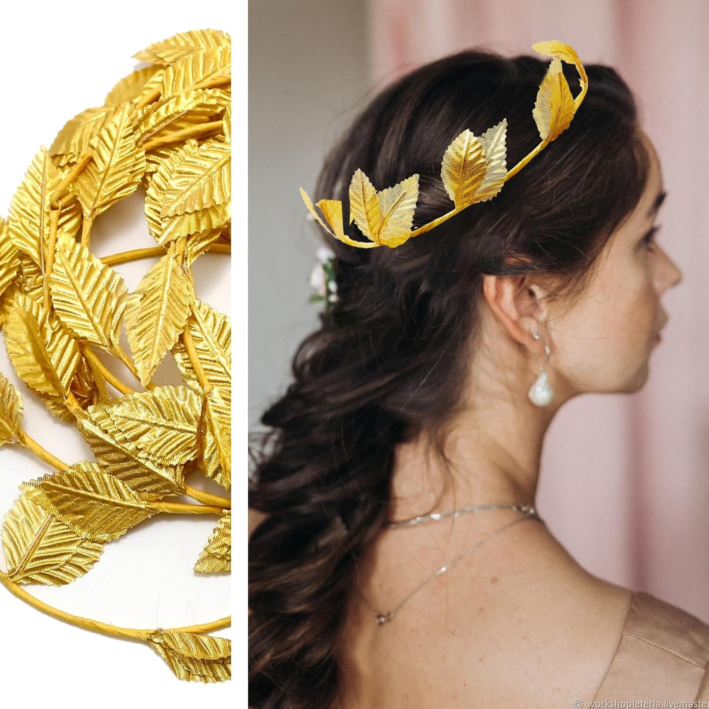 Hoypeyfiy 12 Pcs Gold Laurel Crown Wreath Headbands, Greek Goddess Roman Leaf Headpiece for Toga Party, Halloween Cosplay, Wedding, Prom, Festival Costume Accessories