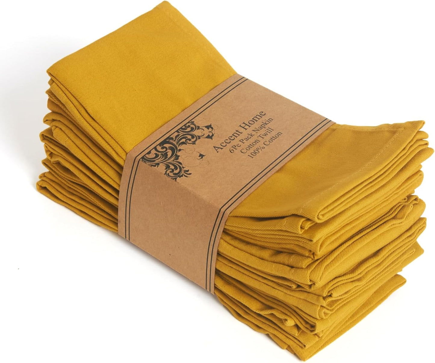 ACCENTHOME Natural Cotton Linen Napkin Set of 12 18x18 inch Dinner Napkins - Washable Soft Premium Hotel Quality Reusable Hemmed Edges Napkins Perfect Table Linens for Family Dinners, Weddings