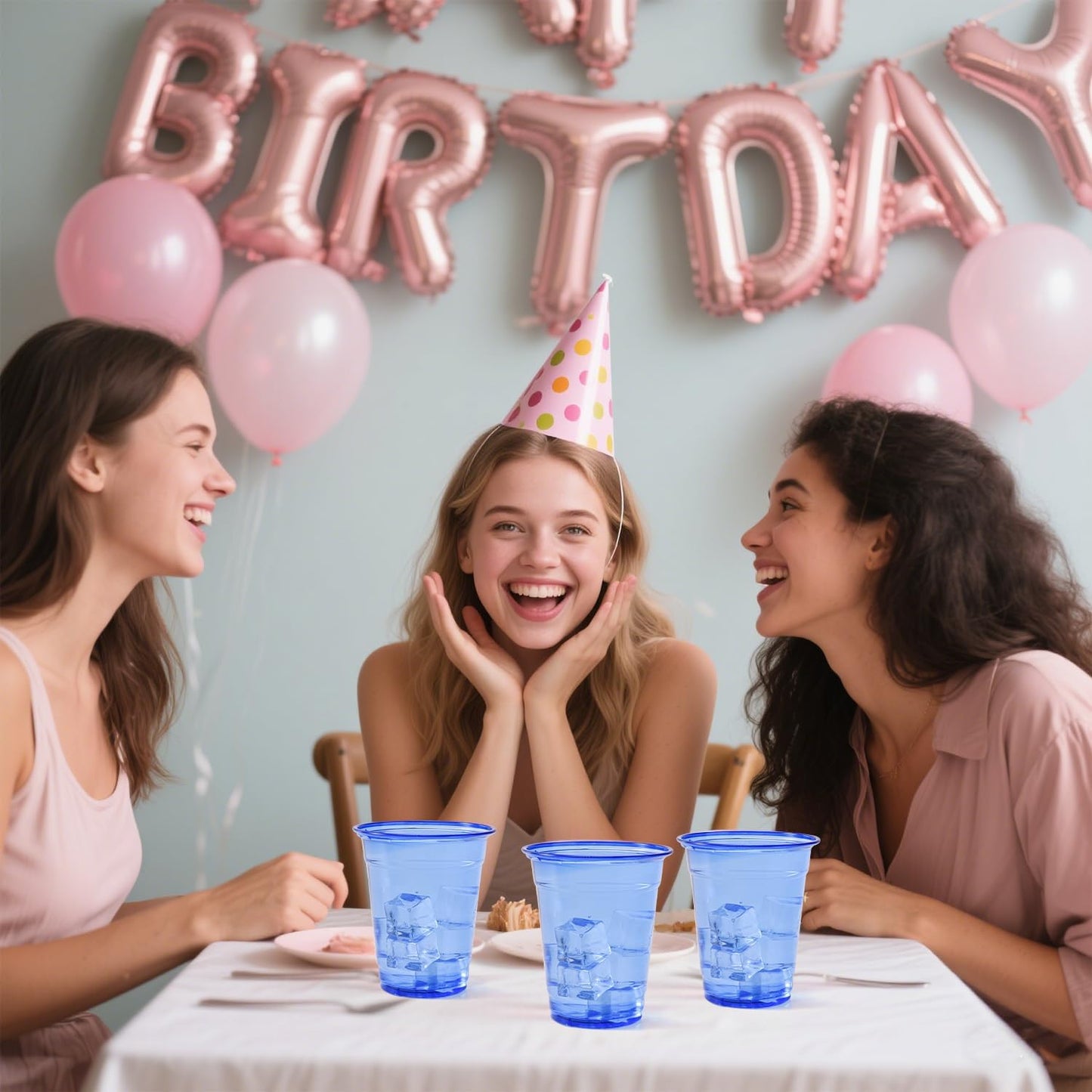 50 Pack Black Clear Plastic Cups 12 oz Disposable Drinking Cups for Wedding Black Birthday Party Supplies