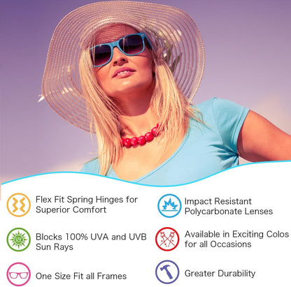 Party Sunglasses Bulk - Adult Retro Plastic Pack of 12 Vintage Sunglasses for Men Women - Party Favors