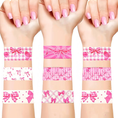 24PCS Bow Party Favors Bowkont Birthday Supplies Bowkont Theme Party Supplies Pink Bows Slap Bracelets