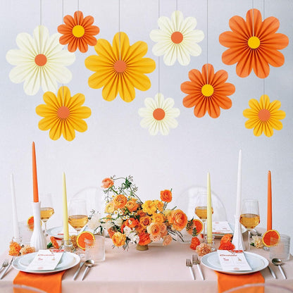 Party Hanging Paper Fans Decoration Set for Wedding Birthday Party Mother's Day Round Events Accessories Set of 8