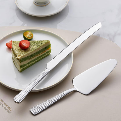 Black Cake Cutter Set, Stainless Steel Cake Cutting Utensils Include 13-inch Cake Knife and 9.3-inch Cake Server suitable for Weddings, Birthdays, and Anniversaries