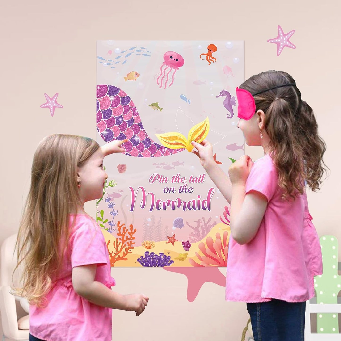 Pin The Crown on The Princess Party Games for Girls Princess Birthday Party with 24 Pcs Crowns, Large Princess Poster for Kids Girls Princess Birthday Party Princess Tea Party Decorations