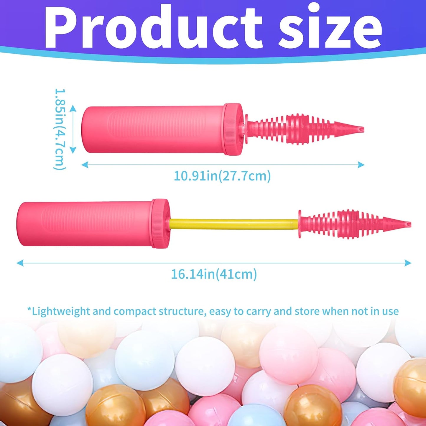 Balloon Hand Pump Two-Way Dual Action Hand Air Pumper for Balloons - Ballon Inflator Pumping