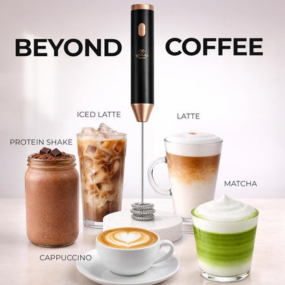 Zulay Kitchen Powerful Milk Frother Wand With Duracell Batteries - Ultra Fast Handheld Drink Mixer - Electric Whisk Foam Maker for Coffee, Lattes, Cappuccino & Matcha - Z1 Motor - Black - Colors C