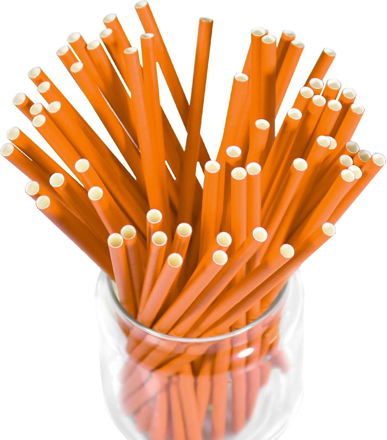 Disposable Paper Straws Solid Green - 7.75'' x 0.24'', 100 Counts - for Drinking, Beverage, Juice, Soda, Bar Supplies
