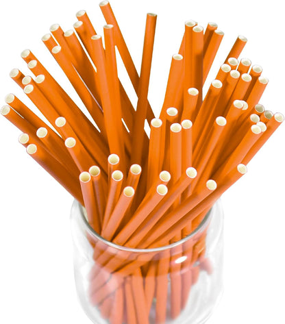 Disposable Paper Straws Solid Green - 7.75'' x 0.24'', 100 Counts - for Drinking, Beverage, Juice, Soda, Bar Supplies