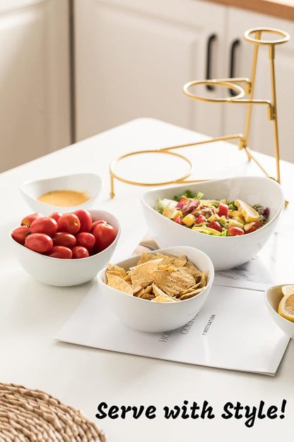 LAUCHUH Serving Dish for Entertaining, 3 Tier Serving Tray, Chip and Dip Serving Set Oval Serving Bowl Set for Easter, Mother's Day Fruit, Dessert, Appetizer, Candy, Vegetable, Black