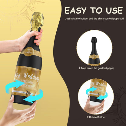 POPUPARTY Champagne Bottle Party gold confetti Popper - 15.3'' (2 Pcs.) - for Birthday,Graduation, Celebration, Wedding, New Year, Party Decoration