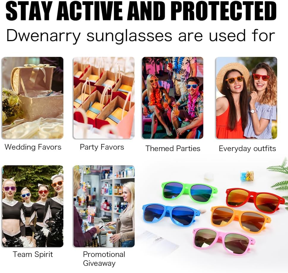Party Sunglasses Bulk - Adult Retro Plastic Pack of 12 Vintage Sunglasses for Men Women - Party Favors