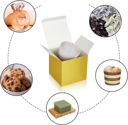 100 Pack Small Gift Boxes, 2x2x2 Inches Favor Boxes Gold Paper Gift Boxes with Lids for Presents, Crafting, Cupcake Boxes, Gifts, Candy Boxes for Wedding Party Bridal Shower Baby Shower Favors