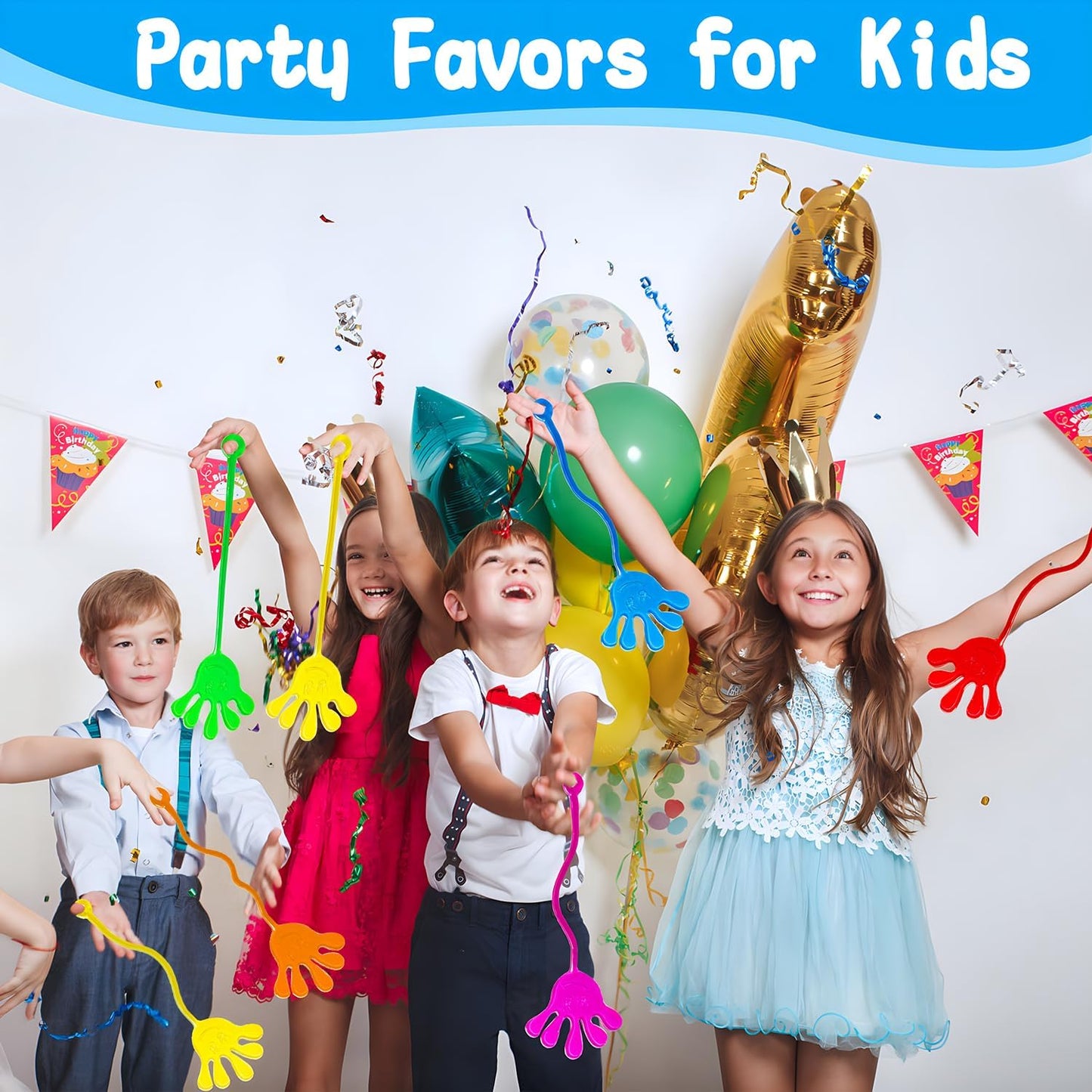 Armaytoy 20Pack Glow in Dark Glitter Sticky Hands Party Favors for Kids Pinata Goodie Bag Stuffers Classroom Prizes Birthday Stretchy Treat Trinkets Treasure Box Bulk Toys