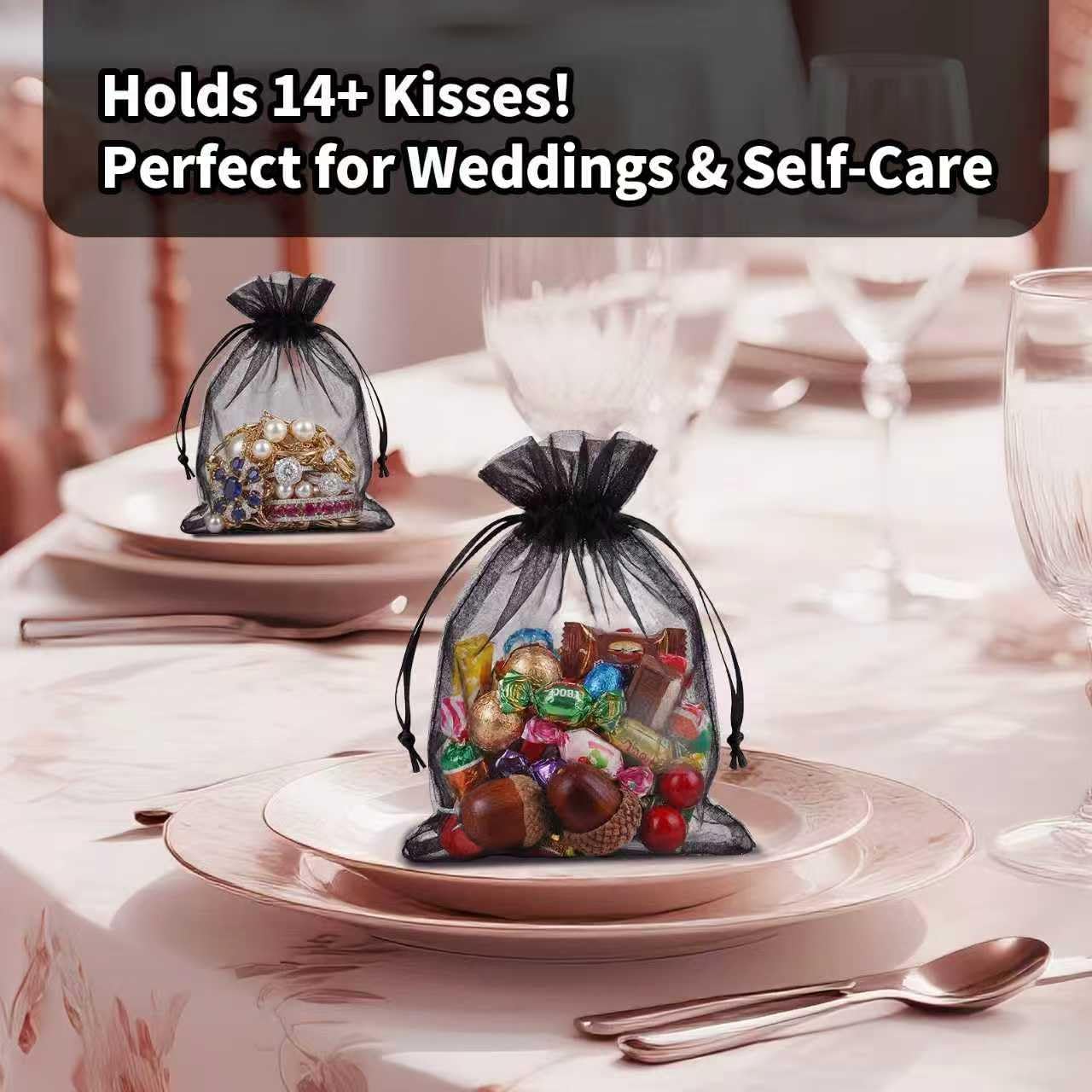 100pcs Organza Bags for Small Gift 4x6 Inch, Premium Mesh Bags Drawstring Candy Jewelry Packaging Sachet Bags, Easter Day Wedding Party Favors Small Gift Bag Durable & Scent-Free for Small Business