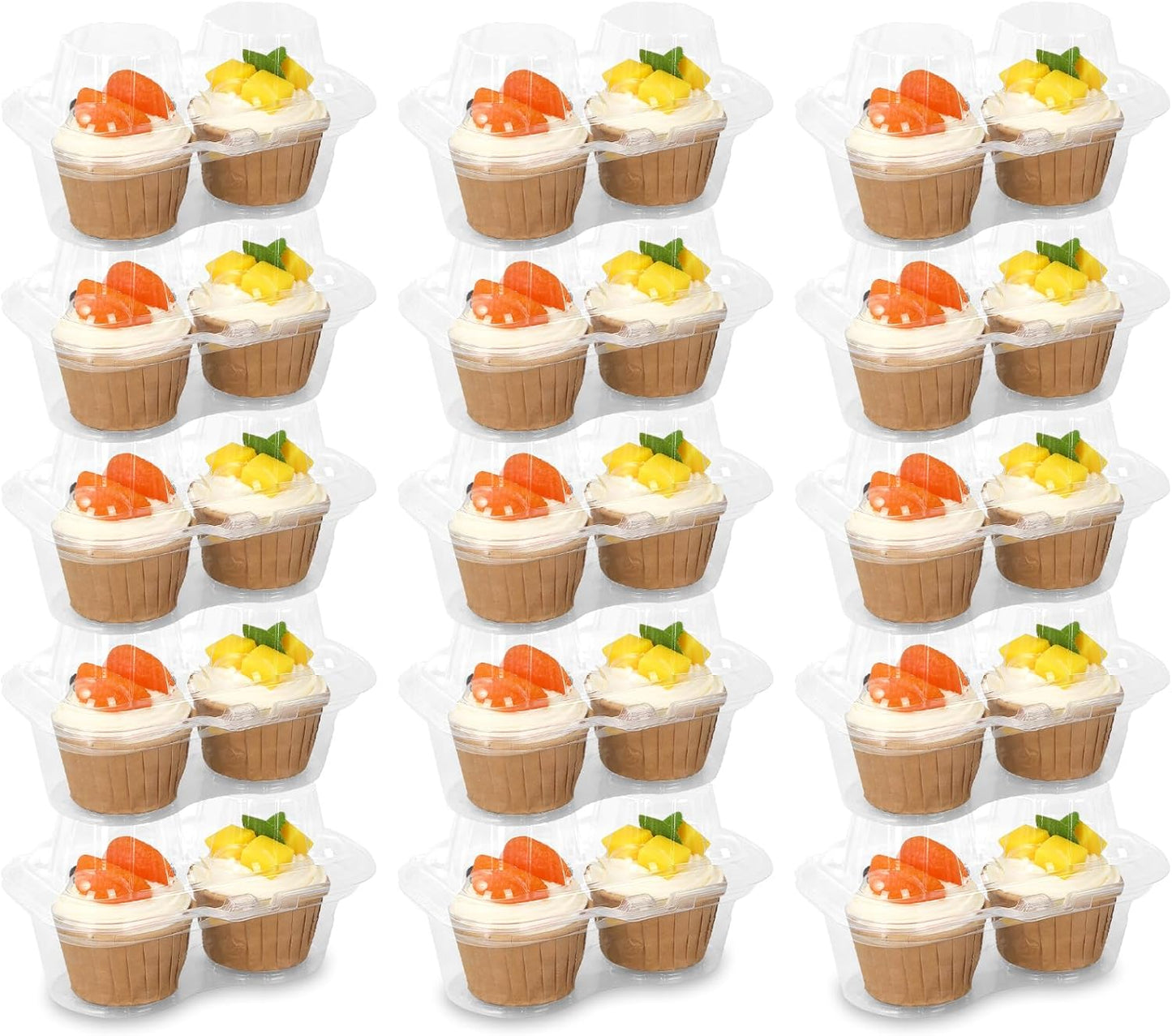 JarThenaAMCS 80 Pack Plastic Cupcake Containers 4-Compartment Clear Boxes Disposable Cupcake Tray Holders 4 Cavity Cupcakes Carriers with Deep Dome for Muffin Packaging