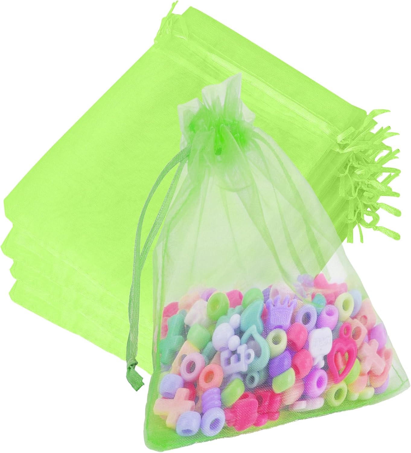 Organza Bags, Organza Bags 5 x 7 Inch, 50 Pcs White Sheer Party Favor Mesh Bag with Drawstring, Small Jewelry Gift Candy Bag for Wedding Christmas Birthday Halloween Graduation Party Favors Supplies