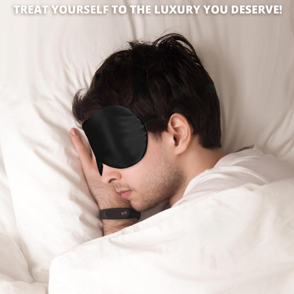 Silk Eye Mask with Adjustable Strap, Satin Blackout Sleeping Mask for Men&Women, Comfortable Blindfold Eyeshade for Night Sleep(Blue)