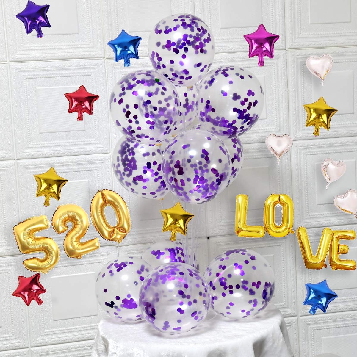 Party Balloons 12inch 50 Pcs Latex Confetti Balloons Birthday Balloons Party Decoration Wedding Baby Shower Christmas Party-Confetti Silver