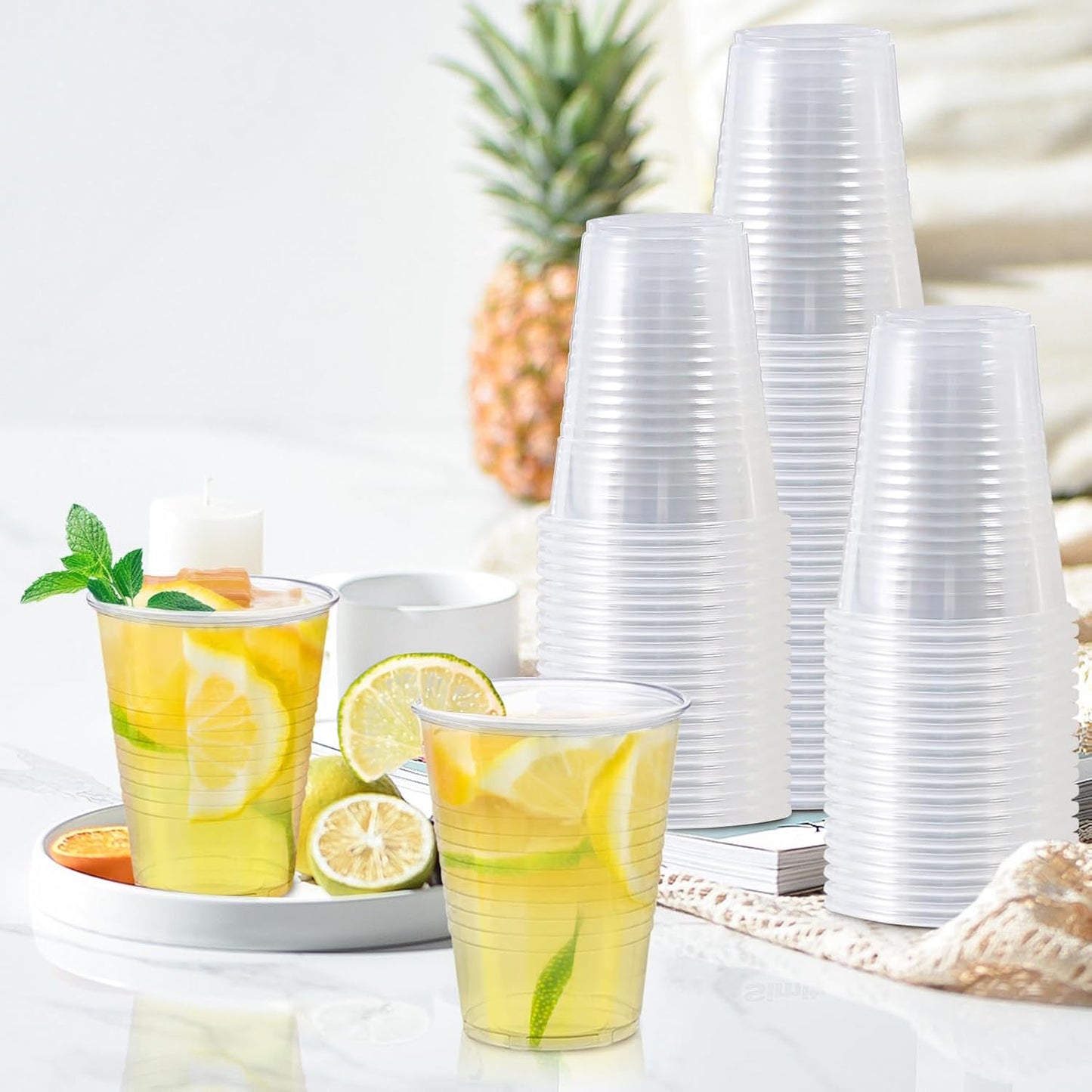 Clawsoff 500 Pack 9 oz Plastic Cups, Disposable Drinking Cups, Water Cups Plastic Clear Cups for Party, Wedding, Graduation, Travel, Holiday, Events, Birthday,Cold,Hot