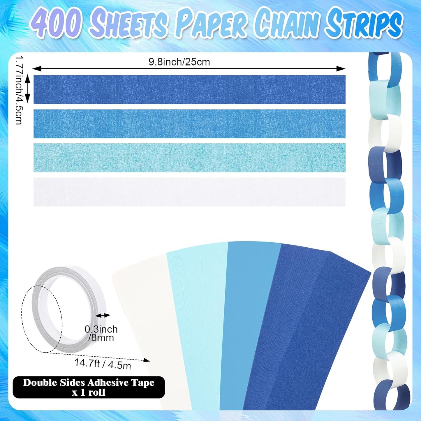 TaoBary Decorations Crepe Streamers Sheet Paper Strips Chain Garland Star Hanging for Party Birthday Wedding Decor(600,Pastels,Same Size)