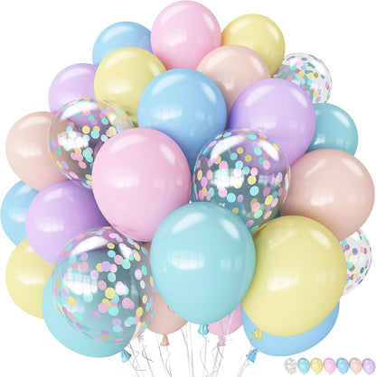 Blue Silver Balloons Set, 12 Inch Blue and Silver Balloons Dark Navy and Confetti Party Latex Balloon, Macaron Metallic Baby Blue Mixed Balloon for Birthday Graduation Baby Shower Wedding Retirement