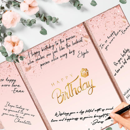 Crenics Black and White Birthday Decorations Women Men, Creative Birthday Guest Signature Book Alternative 18" x 12", Great Party Gifts for Girls or Boys