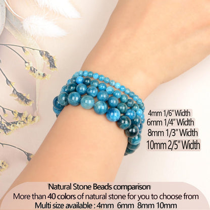 LPBeads Handmade Natural Gemstone Stretch Elastic Bracelet Healing Crystal Round Stone Beads Jewelry Gifts for Women Men