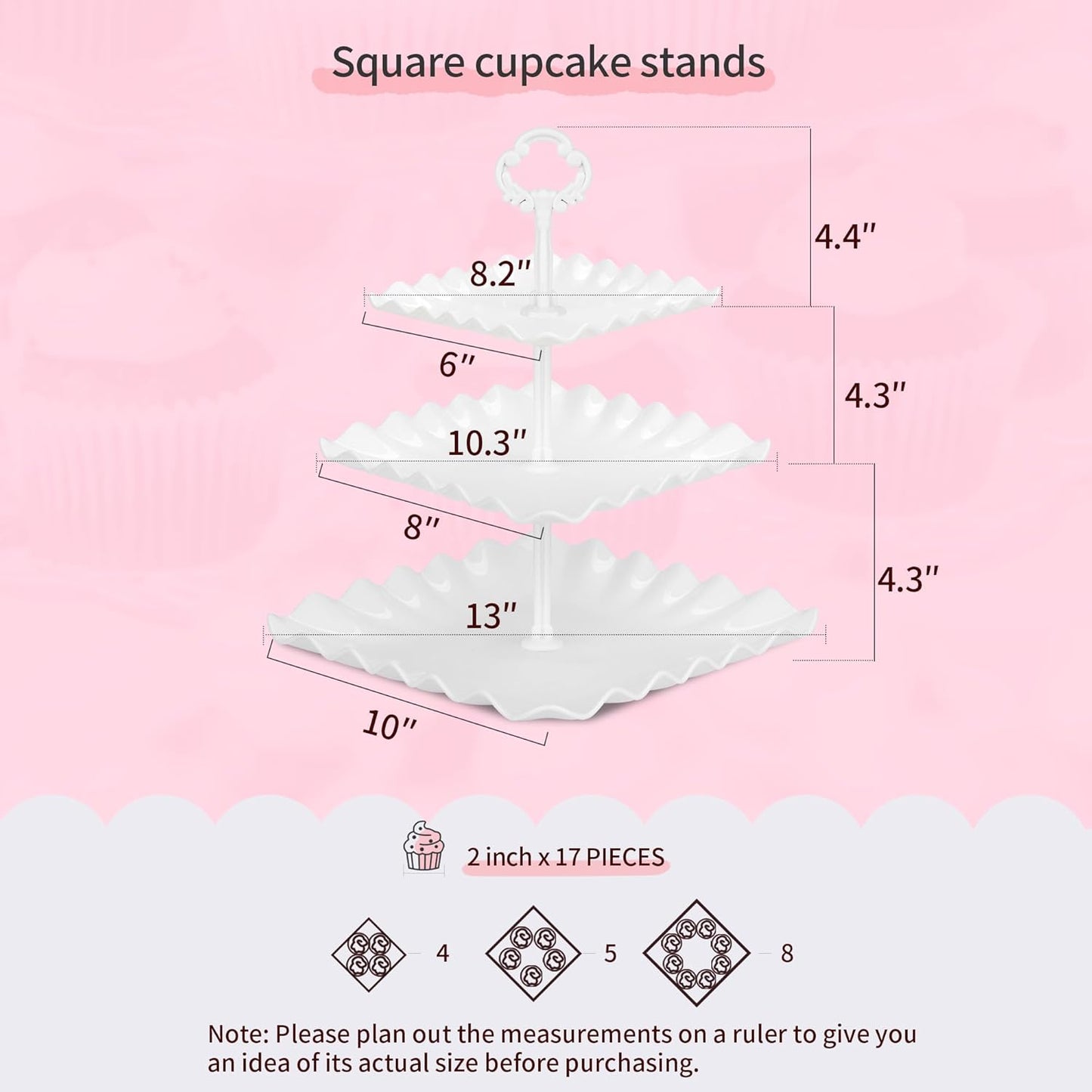 NWK 5 Piece Cake Stand Set with 2 x Large 3-Tier Cupcake Stands, 3 x Appetizer Trays, for Wedding Birthday Baby Shower Tea Party Decorations (White)