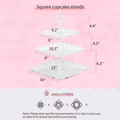 NWK 5 Piece Cake Stand Set with 2 x Large 3-Tier Cupcake Stands, 3 x Appetizer Trays, for Wedding Birthday Baby Shower Tea Party Decorations (White)
