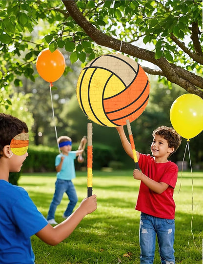 Soccer Piñata – Includes Wooden Stick, Blindfold, and Confetti – 13"x13"x3" – Perfect for Sports Party Decorations and Soccer Pinatas for Birthday Party