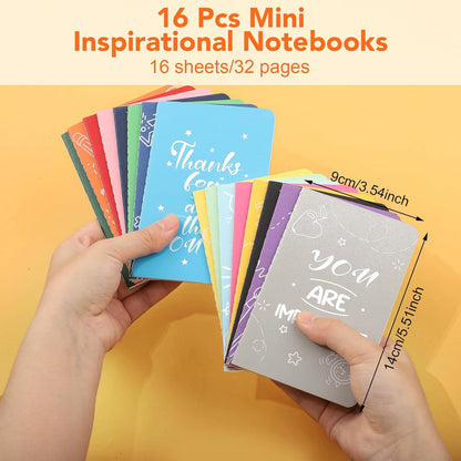 BESARME 16 Pack Mini Notebooks Bulk, A6 Small Lined Pocket Notebook End of Year Gifts for Students Elementary School Graduation Gifts for Kids Students School Supplies