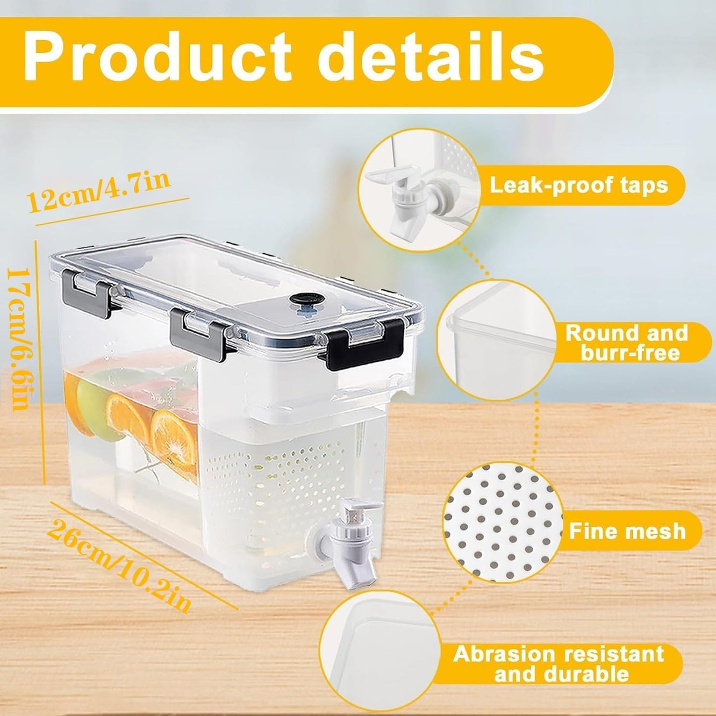 0.9 Gallon Drink Dispenser with Spigot, fridge water dispenser,drink dispenser for parties Juice Dispenser for Fridge, Plastic Lemonade Dispenser for Water, Milk, Beer, Outdoor Party