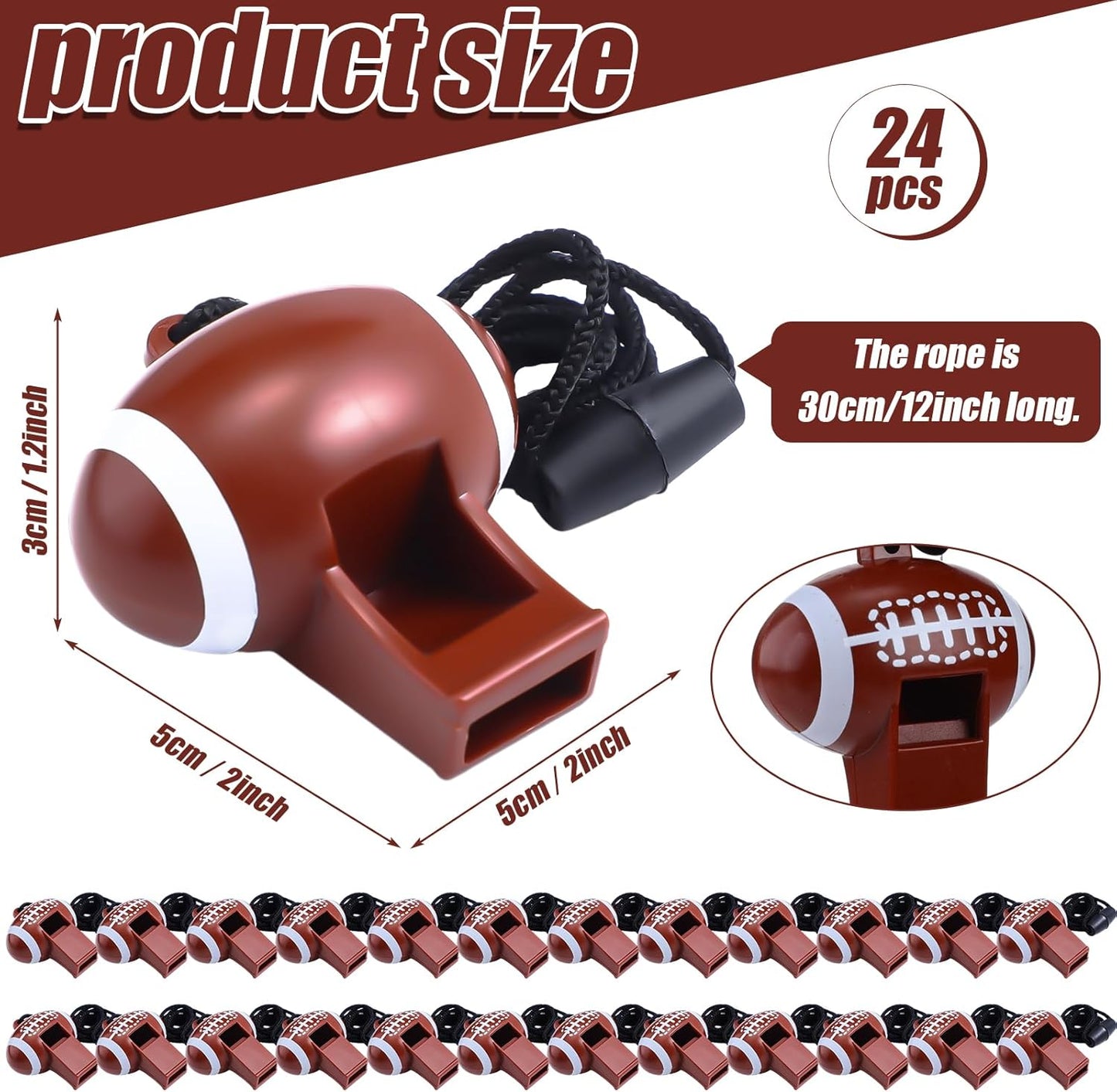 24 or 40 Pcs Baseball Football Soccer Sport Whistles Stadium Sporting Party Favor Noisemakers with Lanyard for Events Team Noise Whistles Loud Sound Party Acc