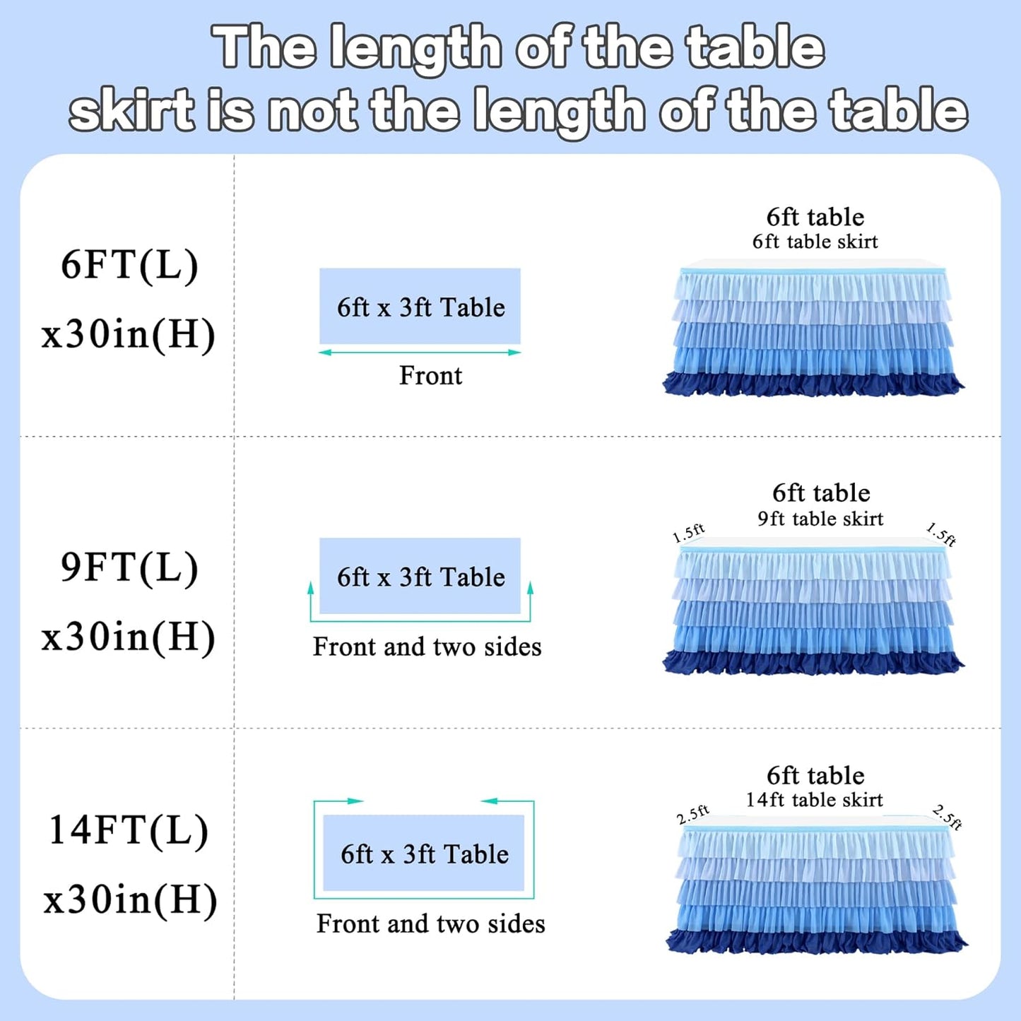 Pastel Rainbow Table Skirt Ruffle Party Tablecloth for Rectangle Table 6ft Birthday Party Baby Shower