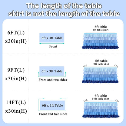 Pastel Rainbow Table Skirt Ruffle Party Tablecloth for Rectangle Table 6ft Birthday Party Baby Shower