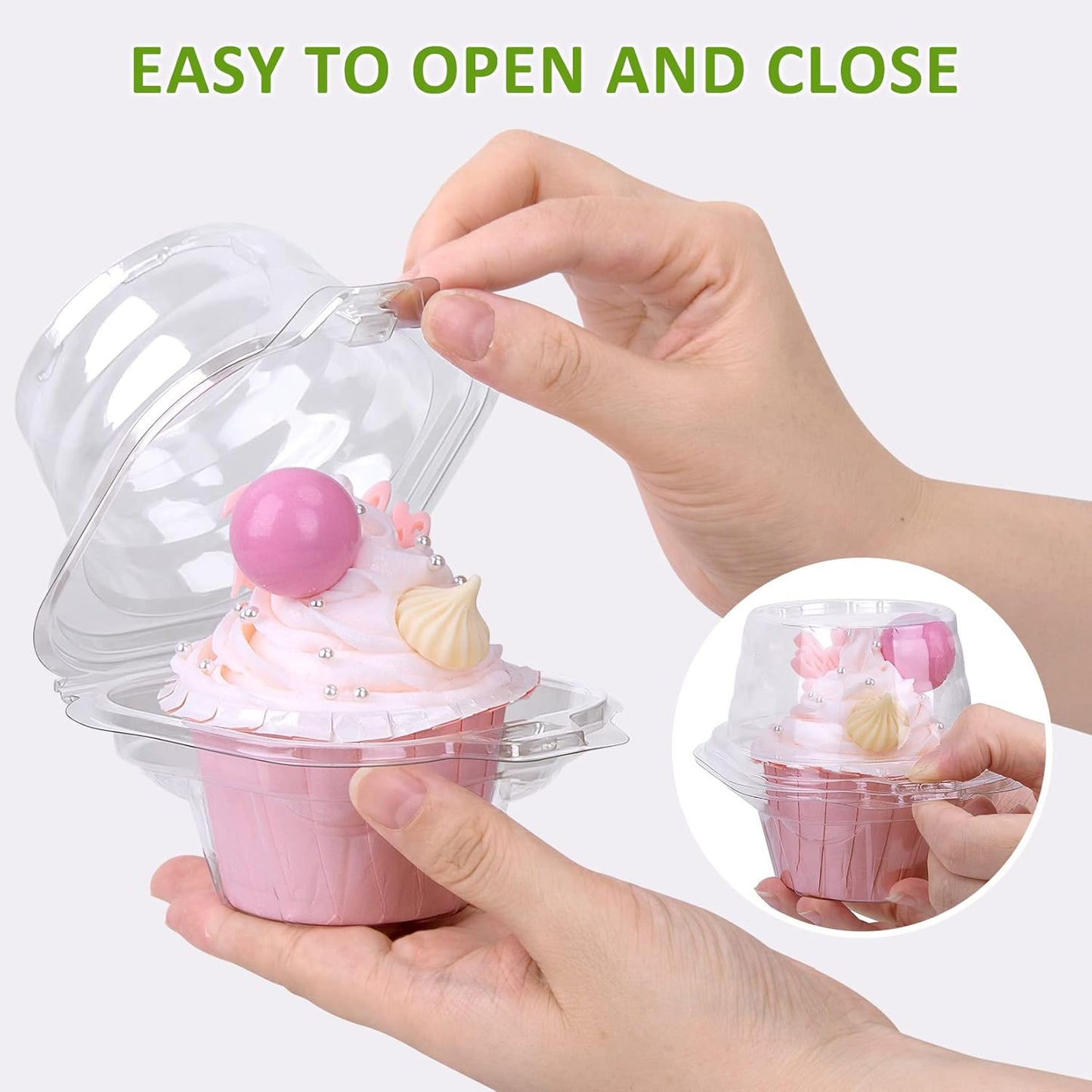 2 Cavity Cupcake Boxes-Stackable Regular Cupcake Carrier Holder, Thicker Clear Cupcake Boxes, Non-slip High Topping Cupcake Containers for Cupcakes, Muffins (50)