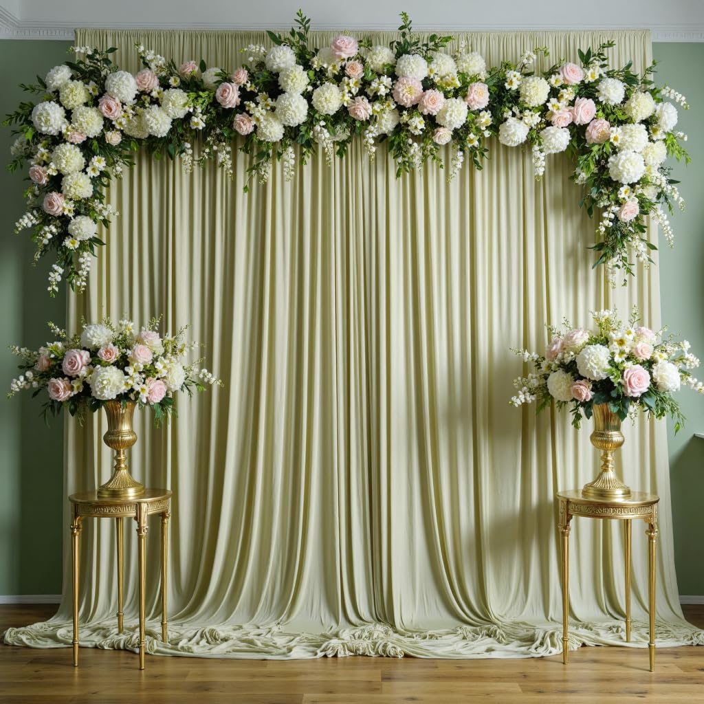 10 ft x 10 ft Wrinkle Free White Backdrop Curtains for Wedding Parties, Polyester Photography Backdrop Drapes for Birthday Parties Stage Backdrop Stand, 2 Panels 5x10FT Background Curtains