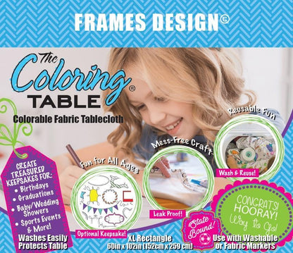 Animal Fun Design – Square Tablecloth 60”X60” – Interactive Coloring Tablecloth for Kids - Poly/Cotton Fabric – Washable and Reusable – DIY Activity for Children and Adults