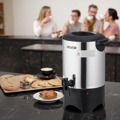 VEVOR Commercial Coffee Urn, 60 Cup 9 L Hot Beverage Dispenser with Dripless Faucet, Quick-Brewing Stainless Steel Large Commercial Coffee Maker, for Catering, Business, Party, Church & Restaurant