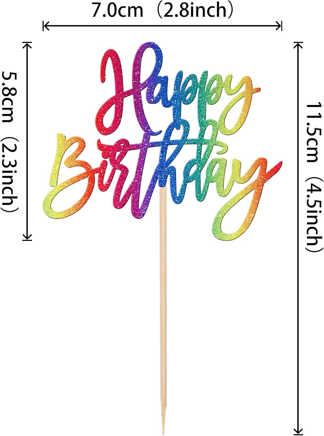 24 PCS Happy Birthday Cupcake Toppers Glitter Picks for Celebrating Anniversary Theme Party Cake Decorations Supplies Gold