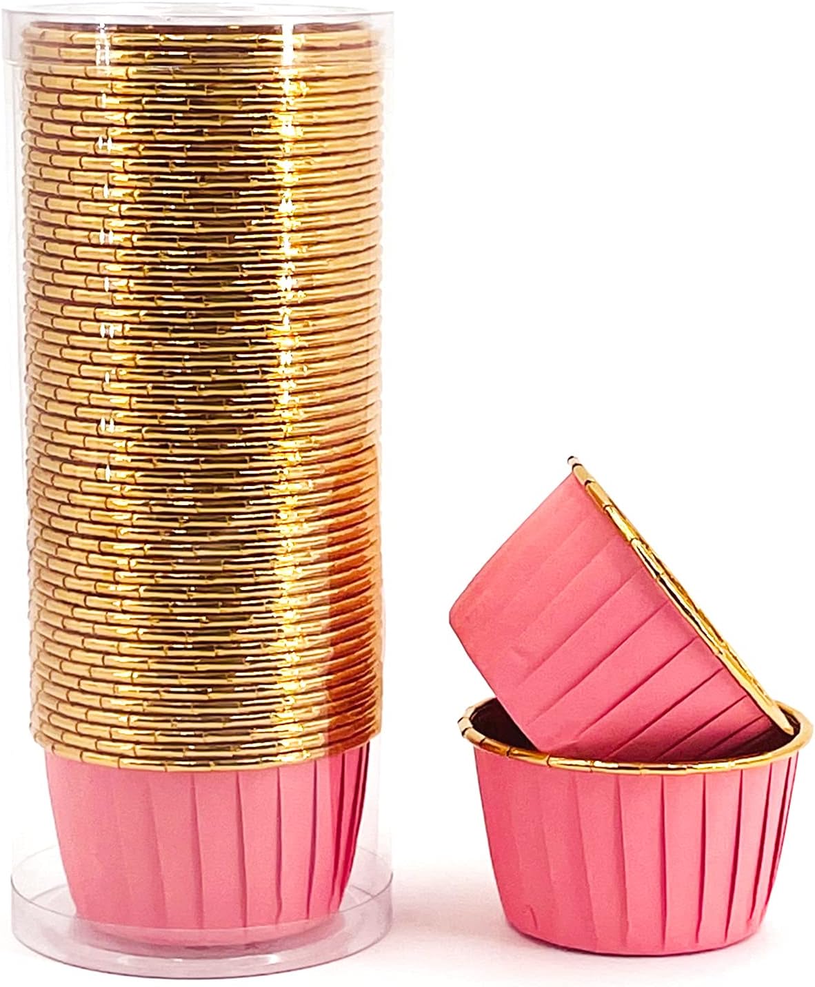 Party Hippo Cupcake Cups, 3.5 Oz 50 pcs Disposable Foil Muffin Liners, Gold Baking Cups, Ramekin Aluminum Cupcake Tip Pan Ramekin Holders, Little Baking Cups (White)