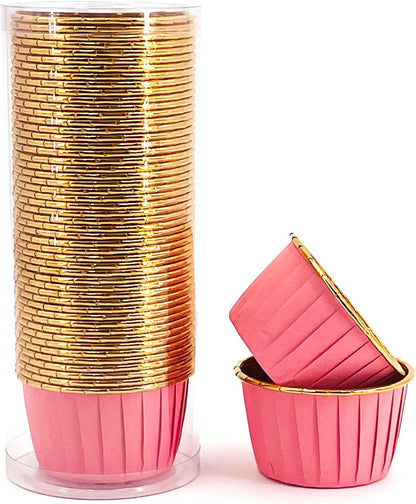 Party Hippo Cupcake Cups, 3.5 Oz 50 pcs Disposable Foil Muffin Liners, Gold Baking Cups, Ramekin Aluminum Cupcake Tip Pan Ramekin Holders, Little Baking Cups (White)