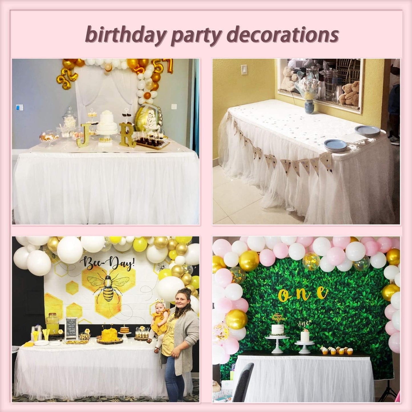 Suppromo 6ft Pink Tulle Table Skirt Baby Shower Tablecloth for Rectangle Tables or Round Tables Pink Ruffle Tutu Table Skirts Desk Skirt for Princess Girls Birthday Party Cake Dessert Decorations